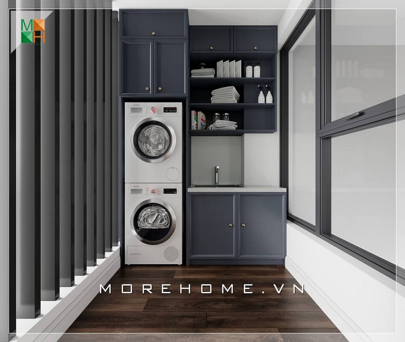 Mẫu thiết kế nội thất phòng giặt đồ được sắp xếp có cấu trúc khoa học và hiện đại, mang lại sự tiện lợi cho các căn hộ, nhà phố và biệt thự.